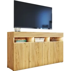 Zestawy Mebli Do Salonu|Komody>BROMARKT Komoda 140 cm PREMIUM dąb craft złoty