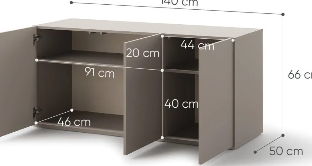 Meble Dla Dzieci|Meble Młodzieżowe>lenart. Komoda 141 cm do pokoju młodzieżowego WOOW z półkami clay gray