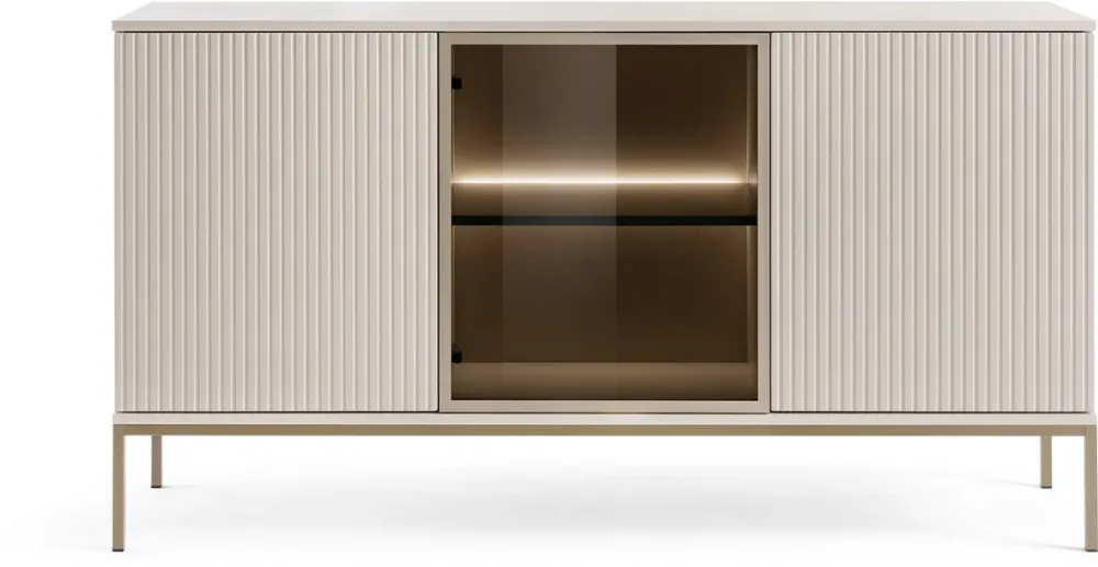 Zestawy Mebli Do Salonu|Komody>PIASKI Komoda 154 cm do salonu SEWILLA frezowane fronty kaszmir