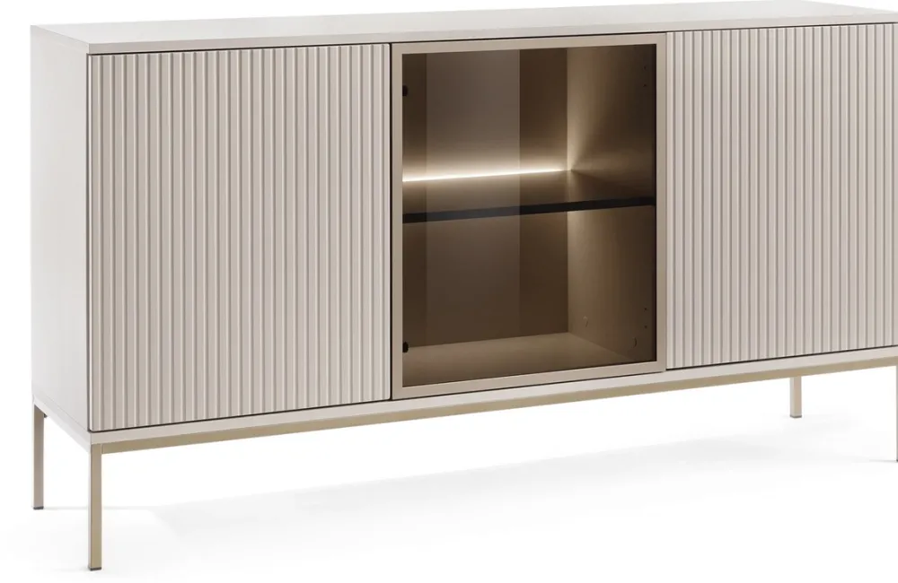 Zestawy Mebli Do Salonu|Komody>PIASKI Komoda 154 cm do salonu SEWILLA frezowane fronty kaszmir