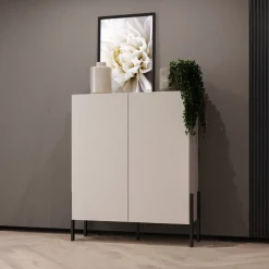 Zestawy Mebli Do Salonu|Komody>Helvetia Komoda 114 cm do salonu sypialni lub przedpokoju z półkami JUKON kaszmir