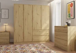 Zestawy Mebli Do Sypialni|Komody>INTER MEBLE Komoda 98 cm do salonu z szufladami BALVIO dąb artisan