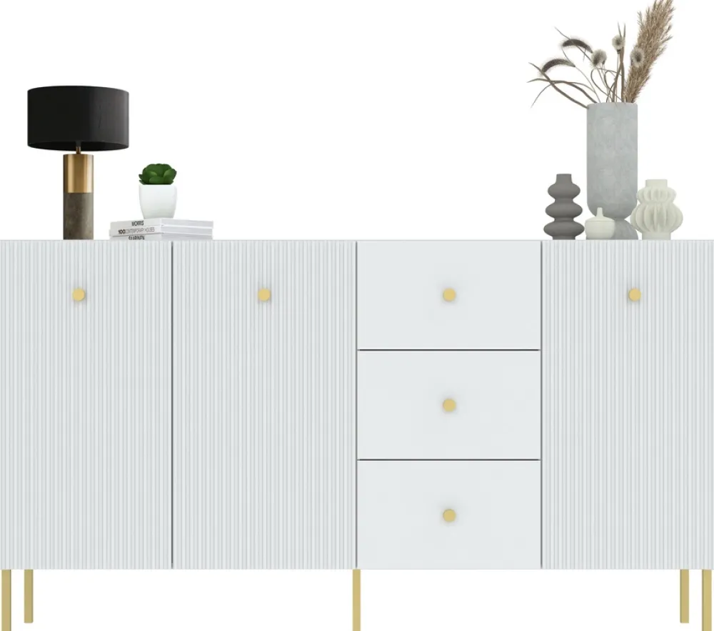 Komody>INTER MEBLE Komoda 178 cm do salonu z szufladami trzydrzwiowa VALTEO biały