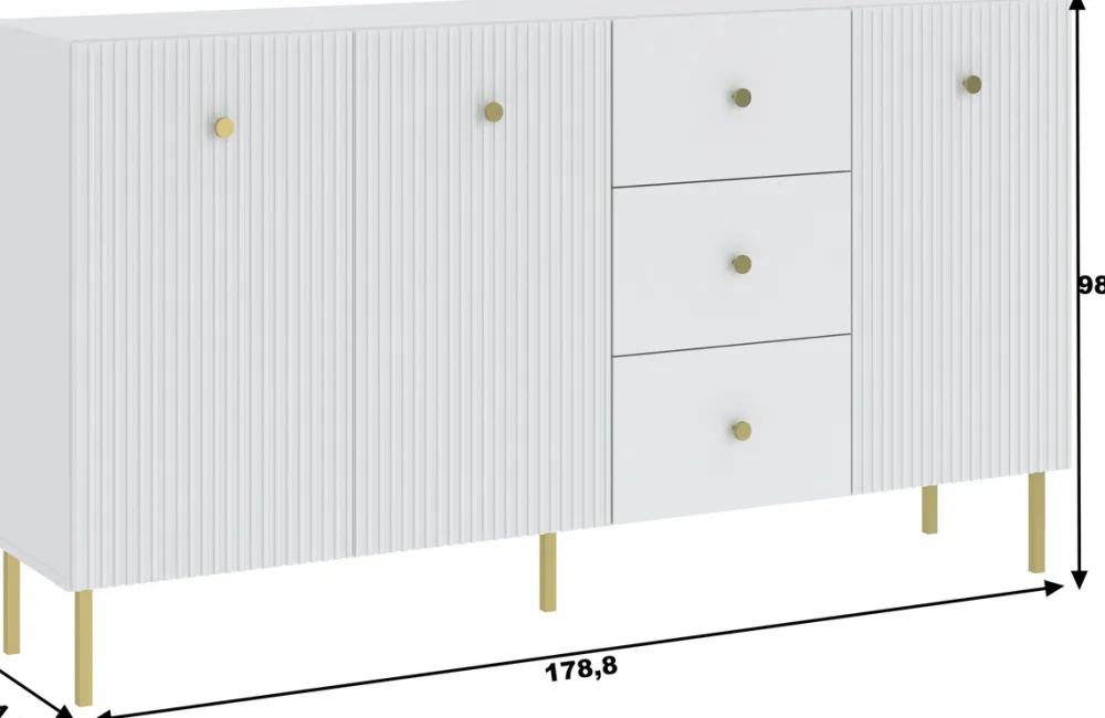 Komody>INTER MEBLE Komoda 178 cm do salonu z szufladami trzydrzwiowa VALTEO biały