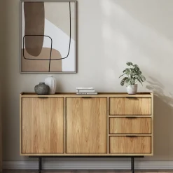 Zestawy Mebli Do Salonu|Komody>KAROL MEBLE Komoda 150 cm do salonu z szufladami ELVIO hikora naturalna