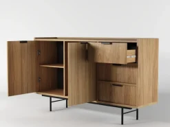 Zestawy Mebli Do Salonu|Komody>KAROL MEBLE Komoda 150 cm do salonu z szufladami ELVIO hikora naturalna