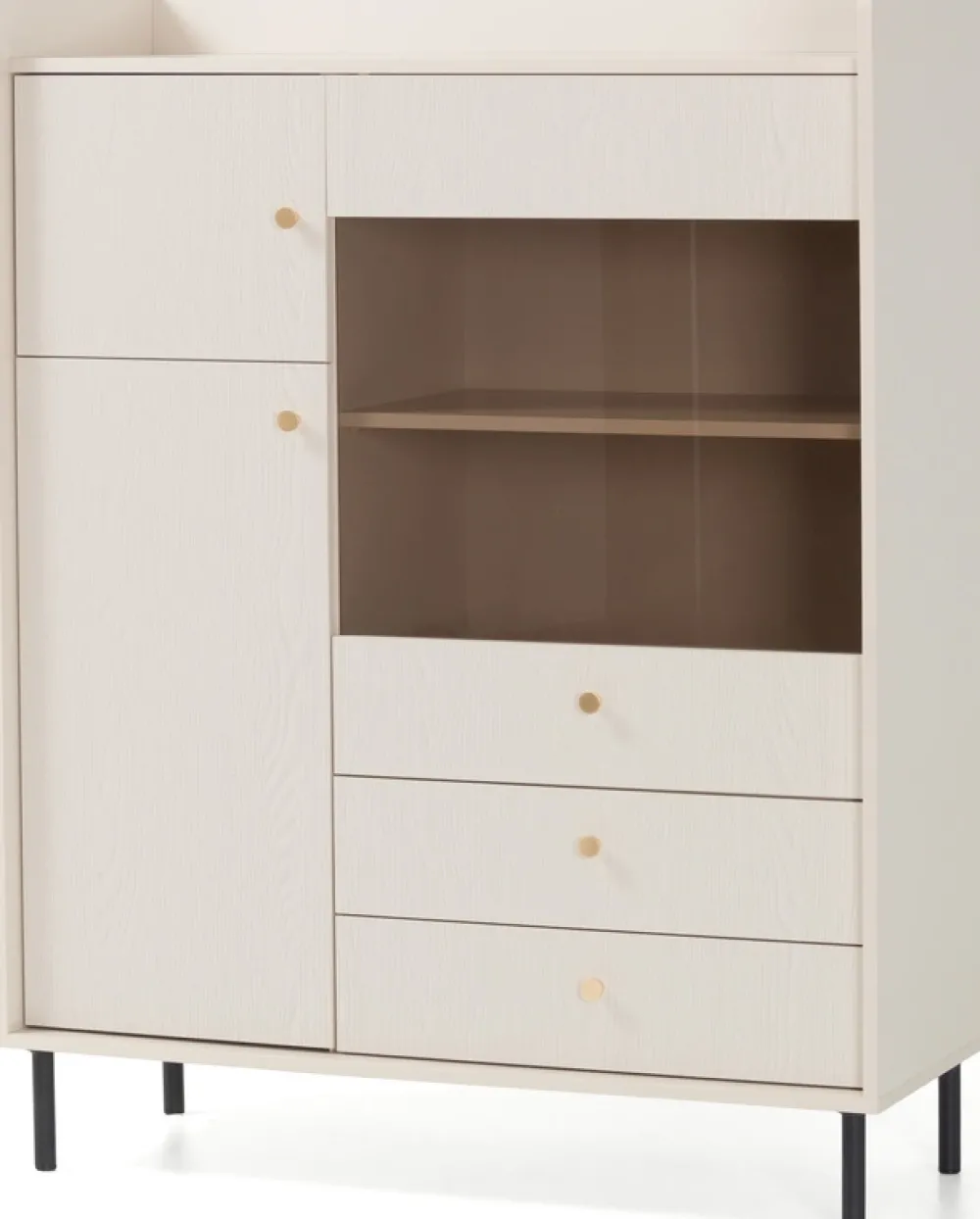 Zestawy Mebli Do Salonu|Witryny>MEBLAR Komoda 100 cm do salonu z witryną GAVIA beż piaskowy