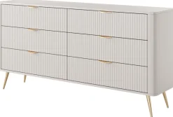 Komody|Zestawy Mebli Do Salonu>LASKI Komoda 163 cm do sypialni LEONTE z szufladami kaszmir