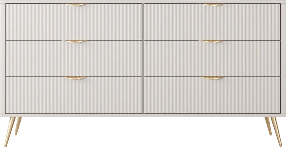 Komody|Zestawy Mebli Do Salonu>LASKI Komoda 163 cm do sypialni LEONTE z szufladami kaszmir