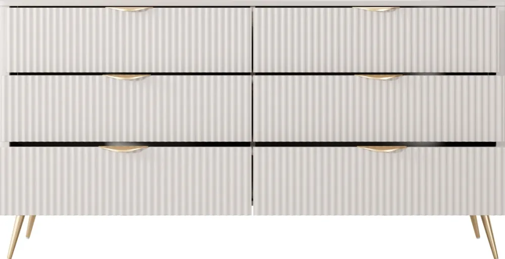 Komody|Zestawy Mebli Do Salonu>LASKI Komoda 163 cm do sypialni LEONTE z szufladami kaszmir