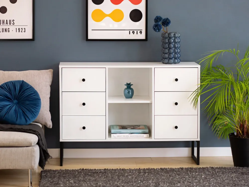 Komody>INTER MEBLE Komoda 115 cm z szufladami do salonu LAMORI kaszmir