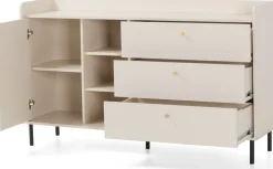 Zestawy Mebli Do Salonu|Komody>MEBLAR Komoda 150 cm z szufladami i półkami GAVIA beż piaskowy