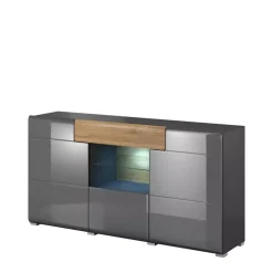 Komody>Helvetia Komoda 159 cm ze szkłem TENDER antracyt połysk