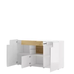 Komody>Helvetia Komoda 159 cm ze szkłem TENDER antracyt połysk