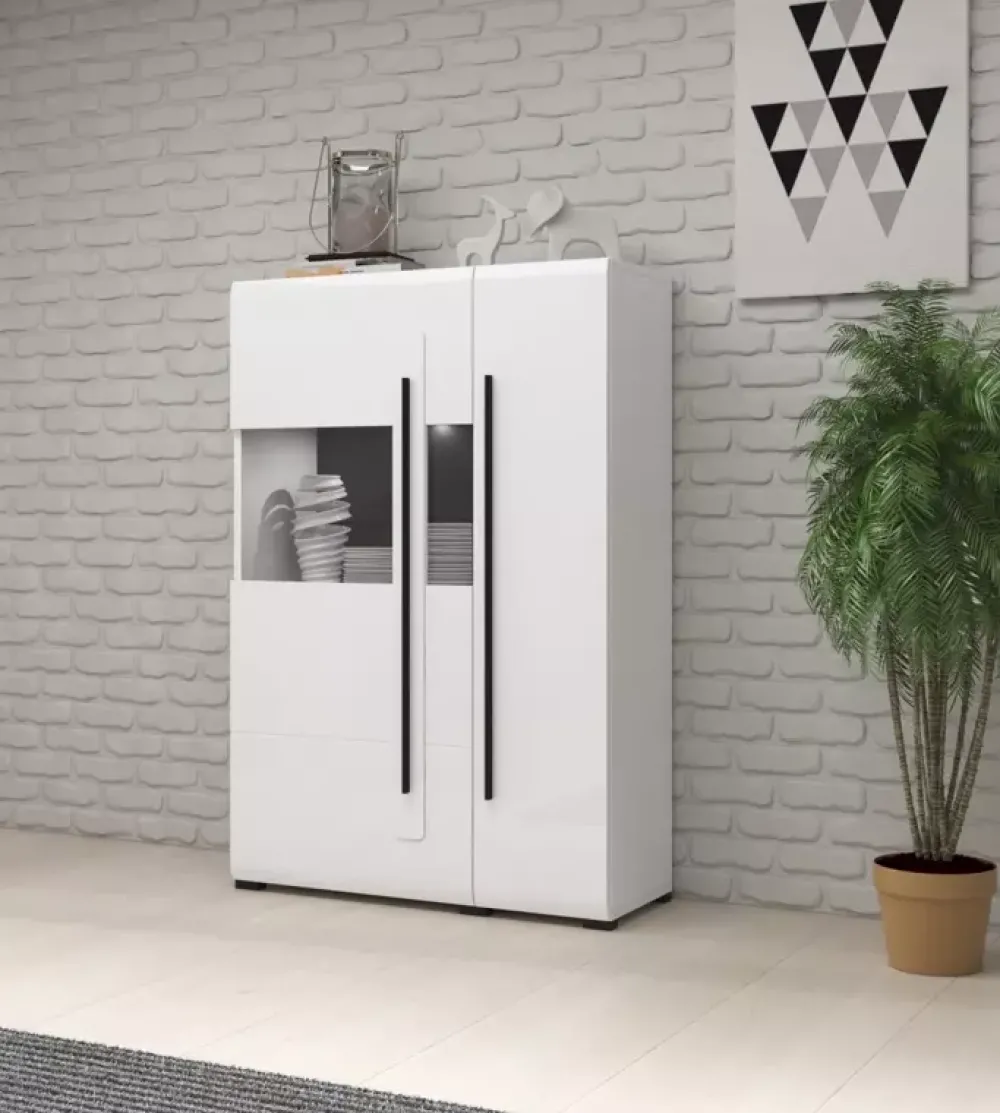 Zestawy Mebli Do Salonu|Komody>Helvetia Komoda barek połysk TELOS biały