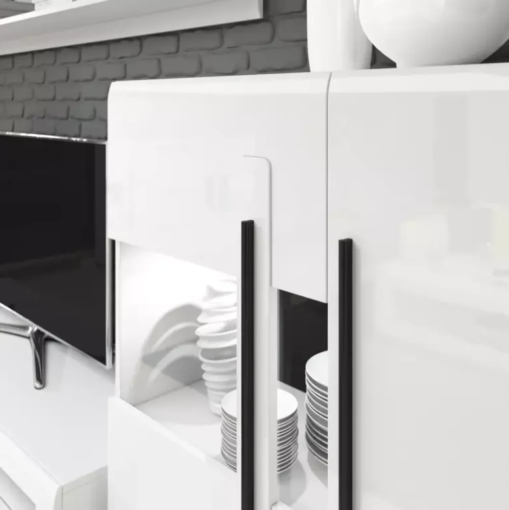 Zestawy Mebli Do Salonu|Komody>Helvetia Komoda barek połysk TELOS biały