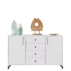 Zestawy Mebli Do Salonu|Zestawy Mebli Młodzieżowych>MEBLAR Komoda biała 140 cm z szufladami BOMBAY