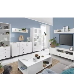 Zestawy Mebli Do Salonu|Zestawy Mebli Młodzieżowych>MEBLAR Komoda biała 140 cm z szufladami BOMBAY