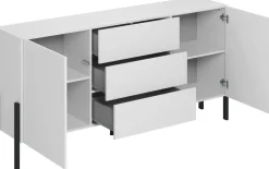 Zestawy Mebli Do Salonu|Komody>Helvetia Komoda biała do salonu 184cm z szufladami i szafkami JUKON biały