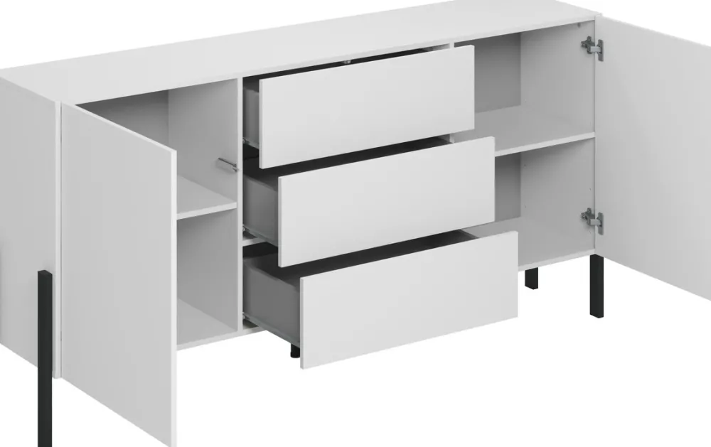 Zestawy Mebli Do Salonu|Komody>Helvetia Komoda biała do salonu 184cm z szufladami i szafkami JUKON biały