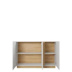 Zestawy Mebli Do Salonu|Komody>LASKI Komoda biała połysk 138,2 cm LINDA