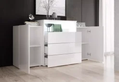 Komody></noscript>BRATEX Komoda biała połysk 150 cm NORBI biały