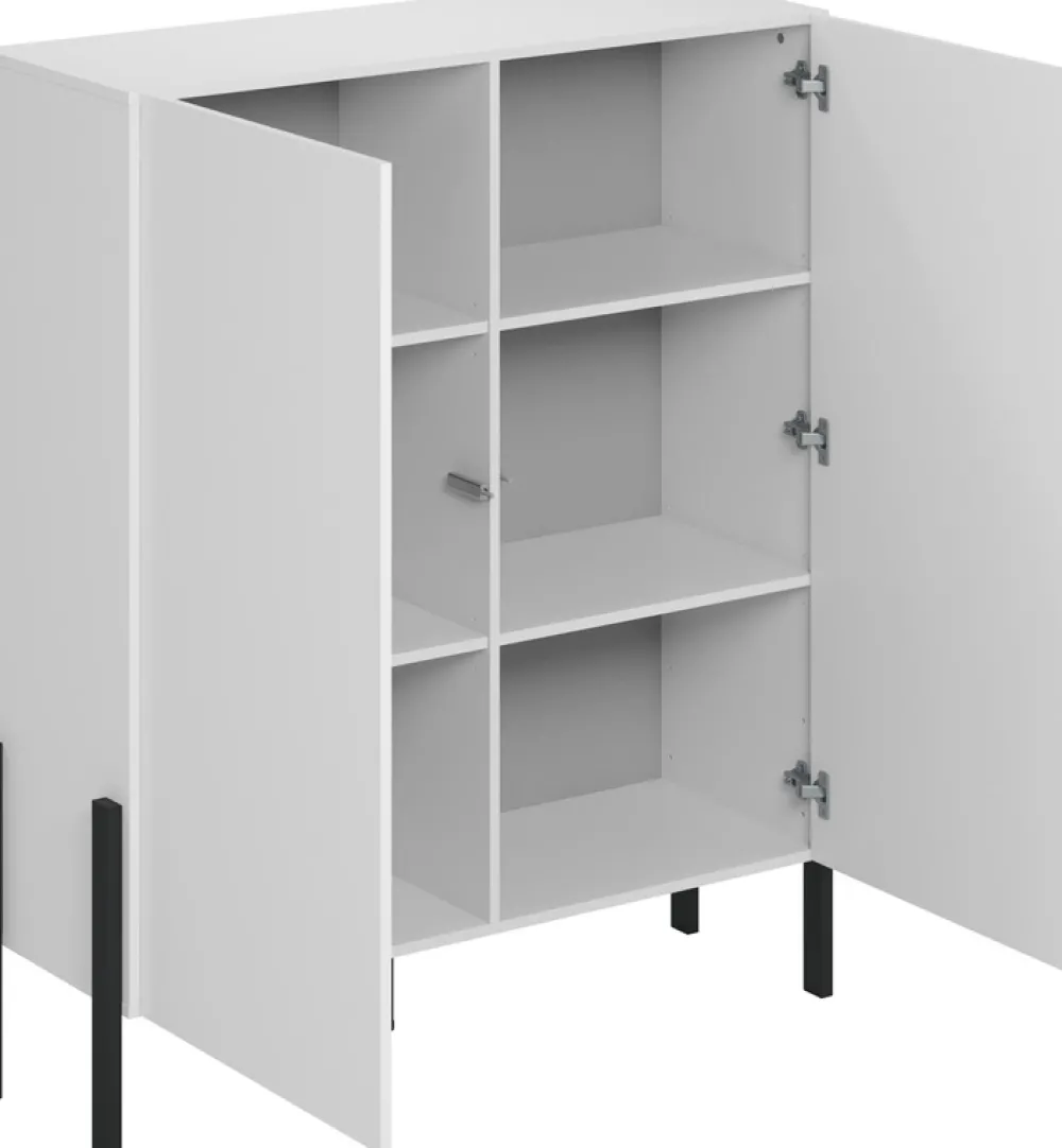 Zestawy Mebli Do Salonu|Komody>Helvetia Komoda biała z półkami 114 cm do salonu sypialni lub przedpokoju JUKON biały