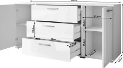 Komody></noscript>BRATEX Komoda biały połysk z szufladami do salonu 150 cm BUENO