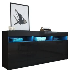 Zestawy Mebli Do Salonu|Komody>BROMARKT Komoda czarna połysk 175 cm PREMIUM czarny