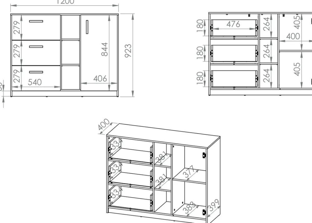 Zestawy Mebli Młodzieżowych|Komody>ML Meble Komoda do pokoju młodzieżowego z szufladami 120 cm FINI