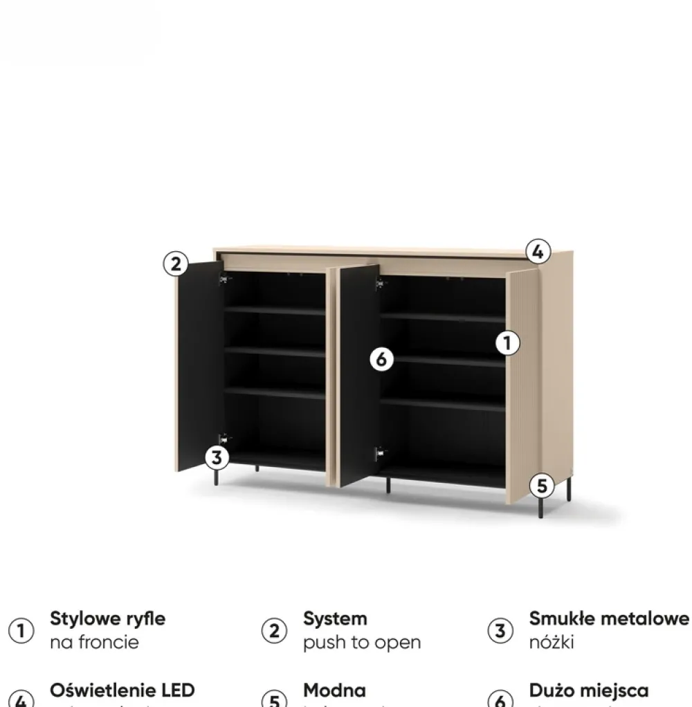 Garderoby|Komody>lenart. Komoda do przedpokoju garderoby beżowa z oświetleniem TREND