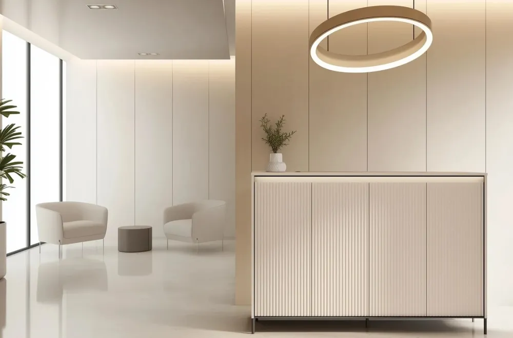 Garderoby|Komody>lenart. Komoda do przedpokoju garderoby beżowa z oświetleniem TREND