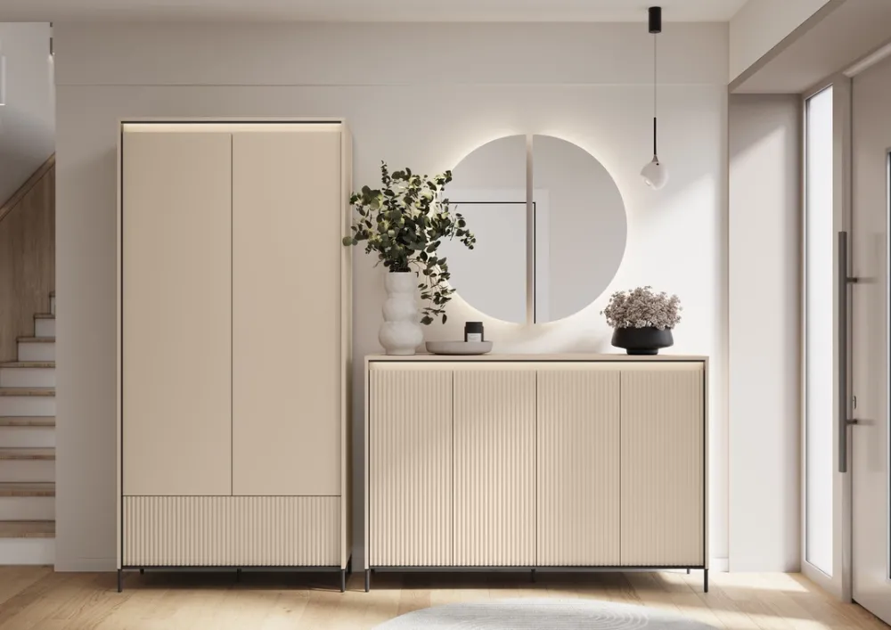 Garderoby|Komody>lenart. Komoda do przedpokoju garderoby beżowa z oświetleniem TREND
