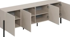 Komody|Zestawy Mebli Do Salonu>Helvetia Komoda do salonu 204 cm czterodrzwiowa z półkami kaszmir