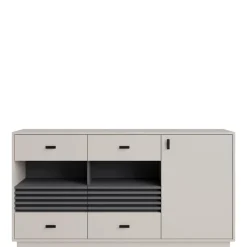 Zestawy Mebli Do Salonu|Komody>MEBLAR Komoda do salonu 155 cm z lamelami kaszmir AGRA