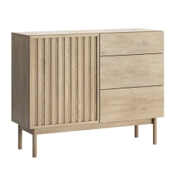 Zestawy Mebli Do Salonu|Komody>GAŁA MEBLE Komoda do salonu 106 cm z szufladami SOLVO z ryflowanym frontem dąb cremona