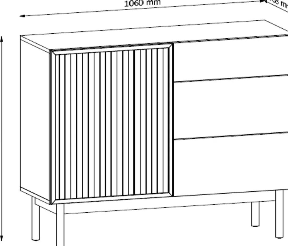 Zestawy Mebli Do Salonu|Komody>GAŁA MEBLE Komoda do salonu 106 cm z szufladami SOLVO z ryflowanym frontem dąb cremona