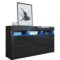 Zestawy Mebli Do Salonu|Komody>BROMARKT Komoda do salonu czarna połysk 140 cm PREMIUM czarny