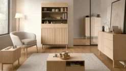 Zestawy Mebli Do Salonu|Komody>GAŁA MEBLE Komoda do salonu nowoczesna 106 cm SOLVO z ryflowanym frontem dąb cremona