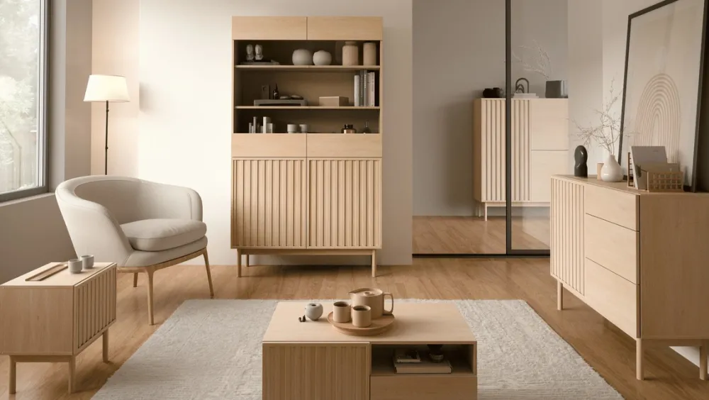 Zestawy Mebli Do Salonu|Komody>GAŁA MEBLE Komoda do salonu nowoczesna 106 cm SOLVO z ryflowanym frontem dąb cremona