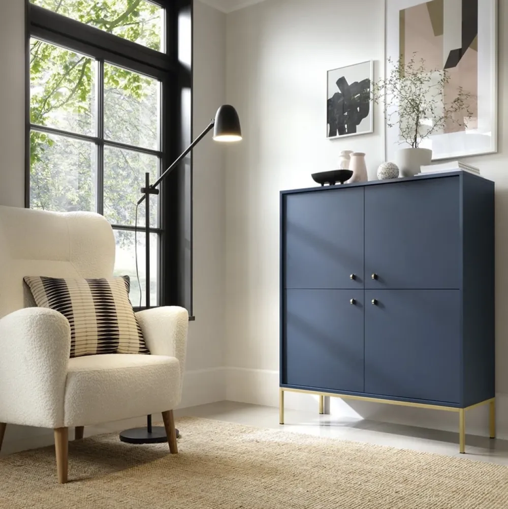 Komody>PIASKI Komoda do salonu nowoczesna MONTI granat złoty granatowy
