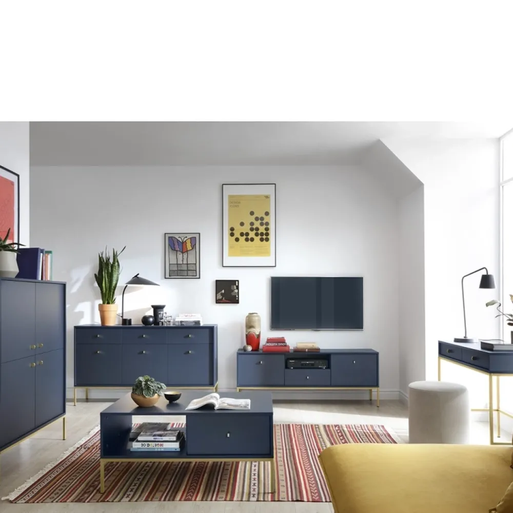 Komody>PIASKI Komoda do salonu nowoczesna MONTI granat złoty granatowy