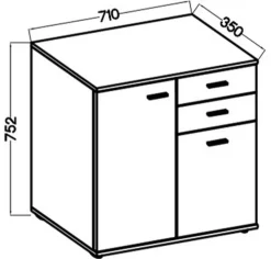 Komody></noscript>Lempert Komoda do salonu z drzwiami MANAUS dąb sonoma