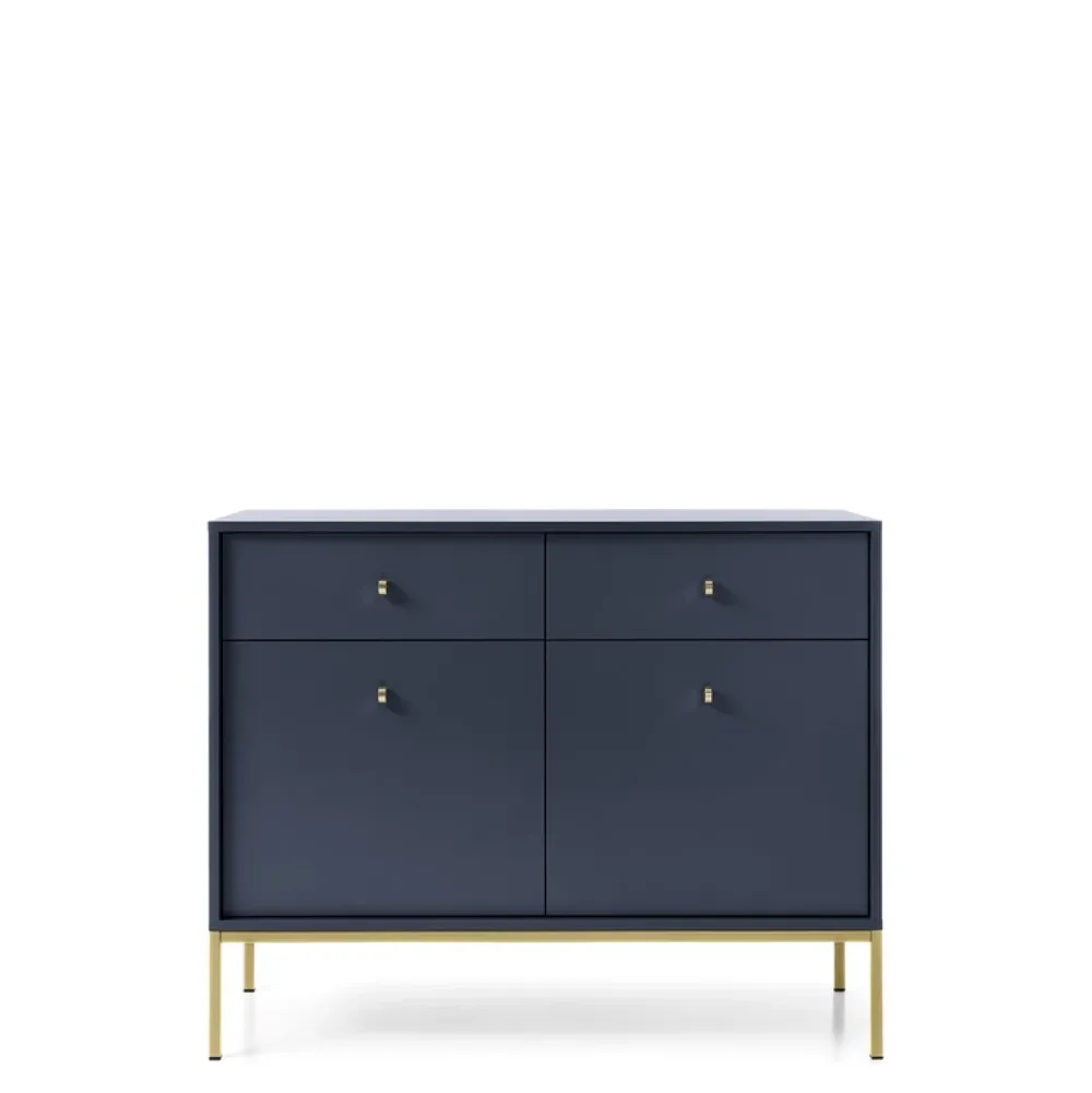 Komody>PIASKI Komoda do salonu z szufladami MONTI granat złoty granatowy
