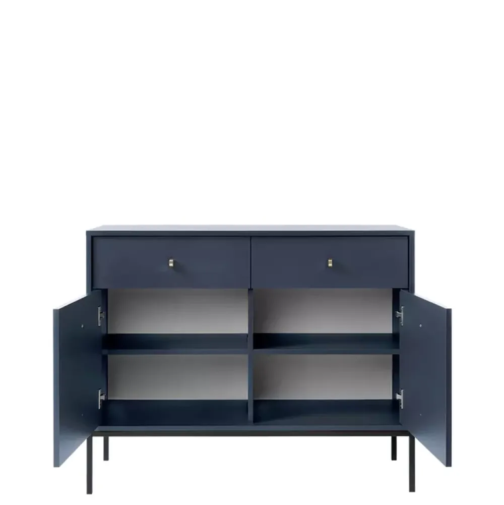 Komody>PIASKI Komoda do salonu z szufladami MONTI granat złoty granatowy