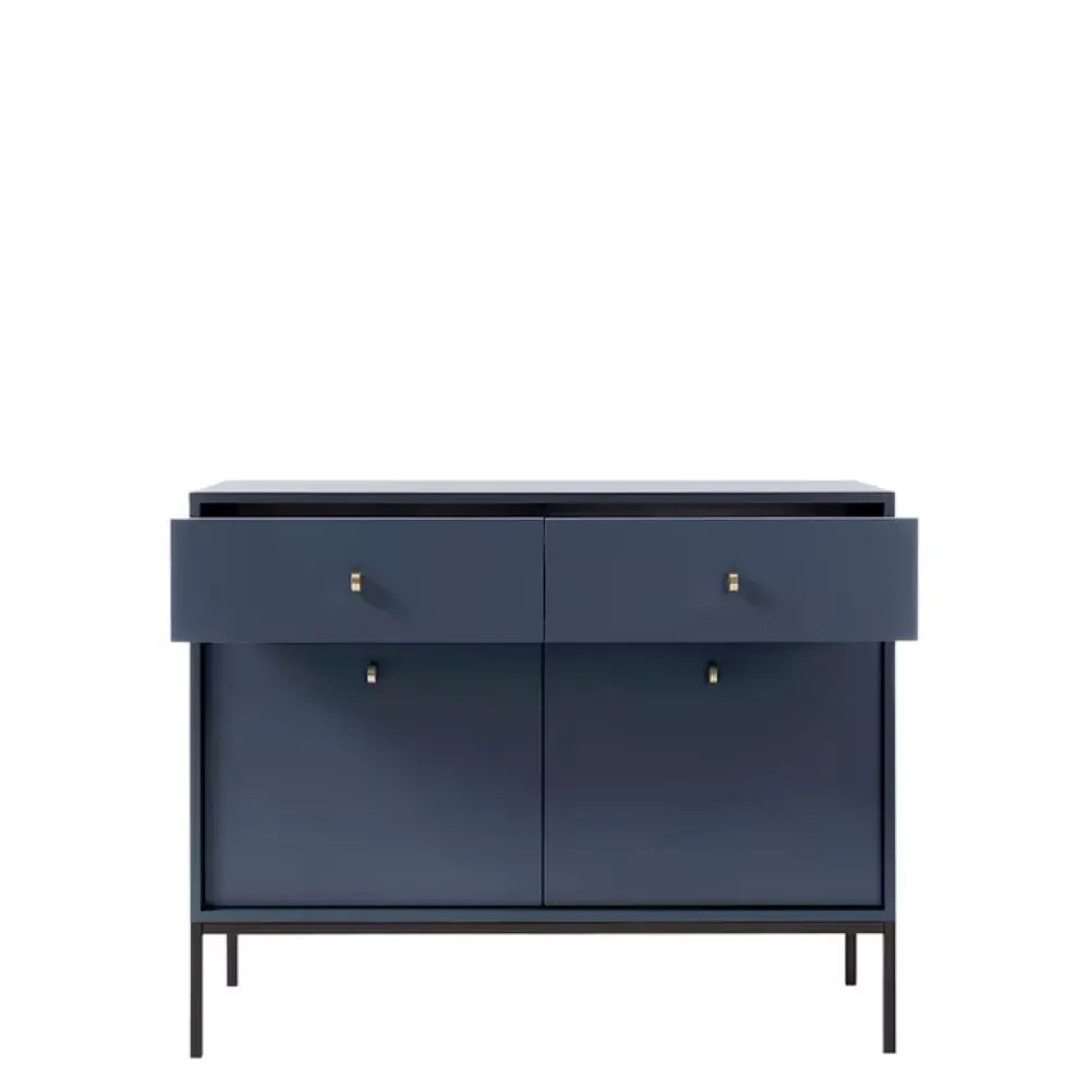 Komody>PIASKI Komoda do salonu z szufladami MONTI granat złoty granatowy