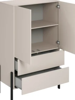 Zestawy Mebli Do Sypialni|Komody>Helvetia Komoda do sypialni 90 cm z szufladami i półkami JUKON kaszmir