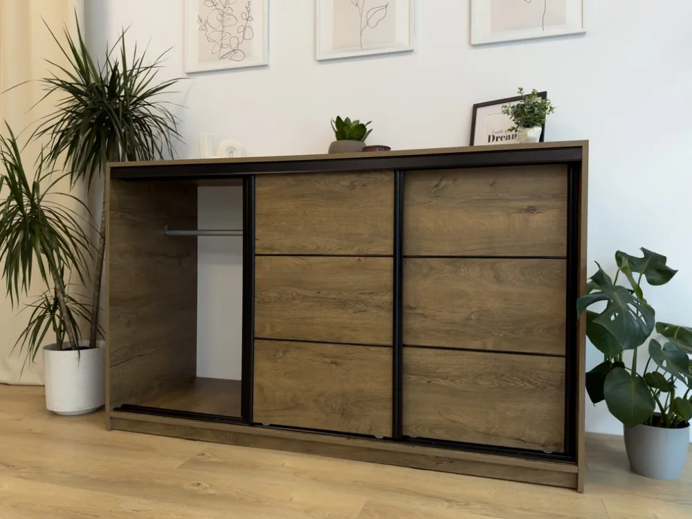 Komody>BROMARKT Komoda do sypialni 160 cm z drążkami i szufladami LOFT beton