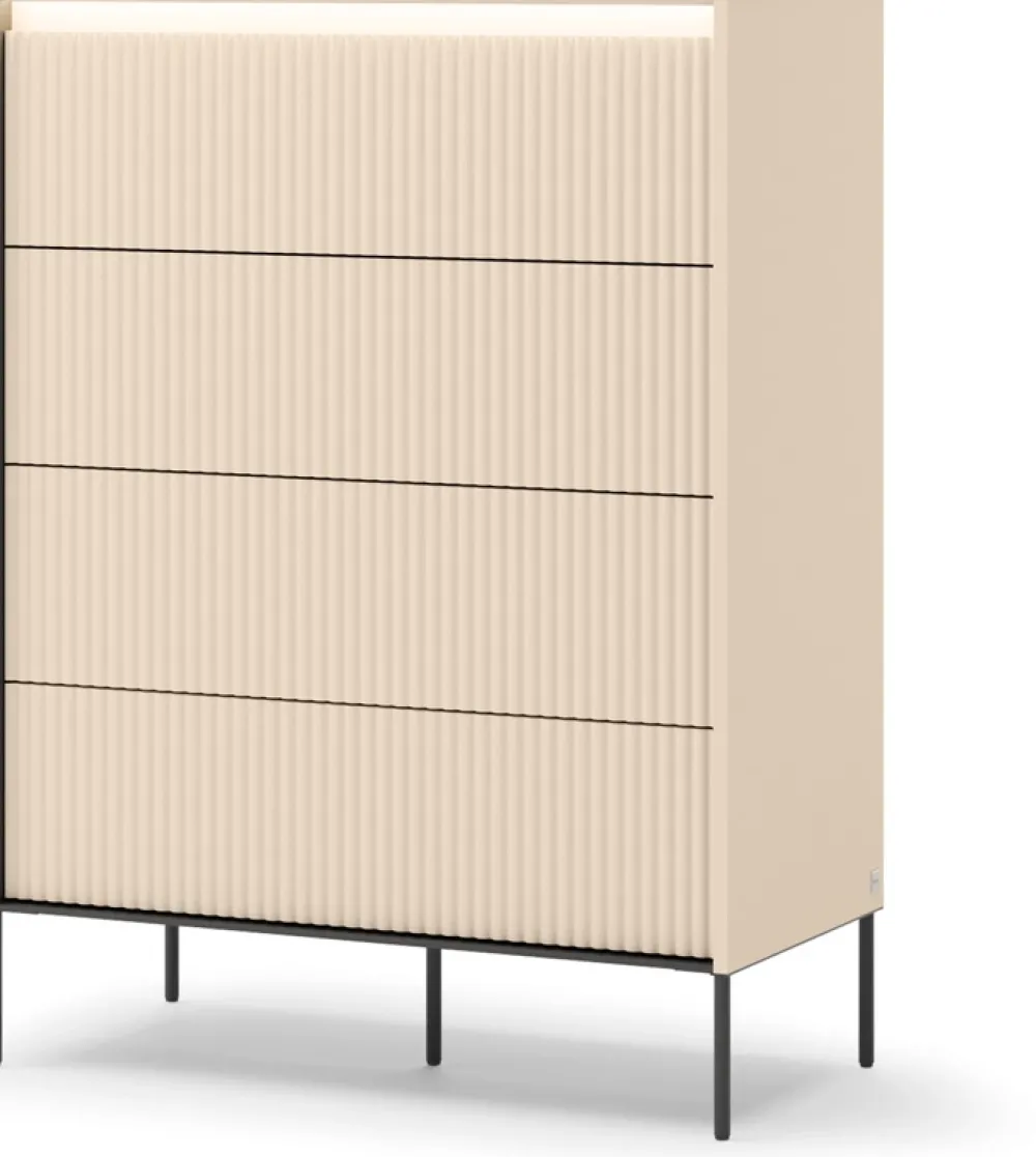 Zestawy Mebli Do Salonu>lenart. Komoda do sypialni salonu 93 cm z oświetleniem i szufladami beżowa TREND