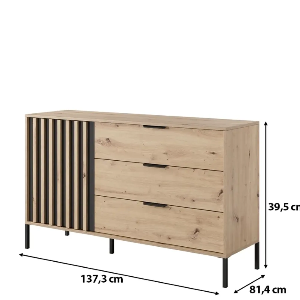 Zestawy Mebli Do Sypialni|Komody>LASKI Komoda do sypialni w stylu nowoczesnym TERAMO dąb artisan antracyt